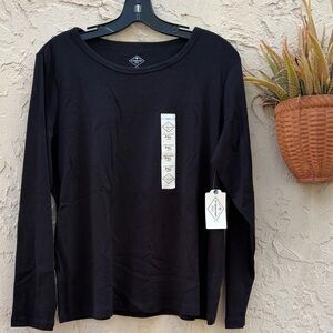 St. John's Bay Petite Black Long Sleeve Top